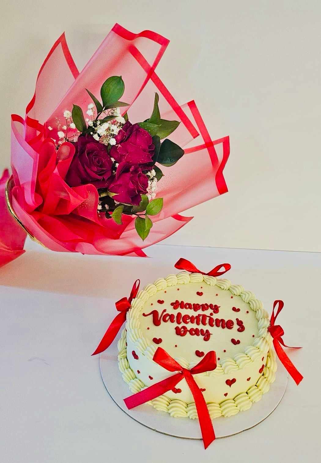 Vintage Valentine’s Cake And Flowers